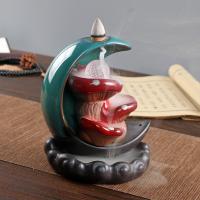 Incense Smoke Flow Backflow Holder Ceramic Incense Burner, Porcelain, handmade, for home and office & durable & with LED light 