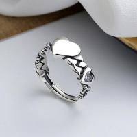 Sterling Silver Finger Ring, 925 Sterling Silver, Heart, polished, fashion jewelry & for woman, 8mm 
