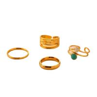 304 Stainless Steel Ring Set, plated, 4 pieces & fashion jewelry & for woman, golden 