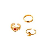 304 Stainless Steel Ring Set, plated, three pieces & fashion jewelry & for woman, golden 