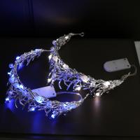 花嫁のティアラ, 亜鉛合金, とともに プラスチック製パール, ハンドメイド, LEDライト付き & 女性用 & ライン石のある, 無色, 内径:約 155mm, 売り手 パソコン