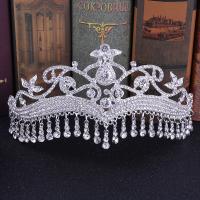 Bridal Tiaras, Zinc Alloy, fashion jewelry & for woman & with rhinestone, silver color, Inner Approx 160mm 
