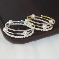 Rhinestone Zinc Alloy Bangle, with Plastic Pearl, plated, fashion jewelry & for woman & with rhinestone 15mm, Inner Approx 55mm 