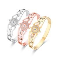 Titanium Steel Bangle, Vacuum Ion Plating, evil eye pattern & for woman & with rhinestone Inner Approx [