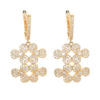 Cubic Zirconia Micro Pave Brass Earring, Flower, real gold plated, fashion jewelry & micro pave cubic zirconia & for woman [