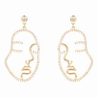 Cubic Zirconia Micro Pave Brass Earring, Face, real gold plated, fashion jewelry & micro pave cubic zirconia & for woman [