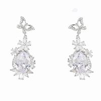 Cubic Zirconia Micro Pave Brass Earring, with Cubic Zirconia, platinum plated, fashion jewelry & micro pave cubic zirconia & for woman [