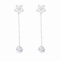 Boucles d'oreilles en laiton zircon cubique pavent, Plaqué de platine, bijoux de mode & pavé de micro zircon & pour femme Vendu par paire[