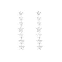 Boucles d'oreilles en laiton zircon cubique pavent, étoile, Plaqué de platine, bijoux de mode & pavé de micro zircon & pour femme Vendu par paire[