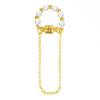 Boucle d'oreille de Clip en alliage de zinc, avec perle de plastique, Placage de couleur d'or, bijoux de mode & pour femme, deux couleurs différentes, 100mm, Vendu par PC