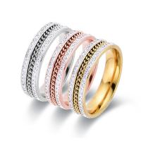 Rhinestone Stainless Steel Finger Ring, 316L Stainless Steel, Donut, Vacuum Ion Plating & for woman & with rhinestone [