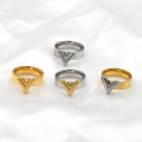 Stainless Steel Finger Ring, 316L Stainless Steel, Letter V, Vacuum Ion Plating & for woman 