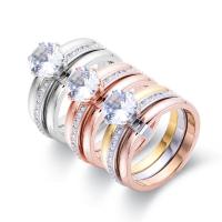 Rhinestone Stainless Steel Finger Ring, 316L Stainless Steel, Diamond Shape, Vacuum Ion Plating & for woman & with rhinestone [