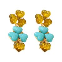 Resin Zinc Alloy Earring, with Resin, gold color plated, fashion jewelry & for woman [