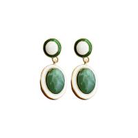 Enamel Zinc Alloy Drop Earring, fashion jewelry & for woman, green [
