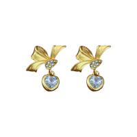Zinc Alloy Rhinestone Drop Earring, fashion jewelry & for woman & with rhinestone, golden [