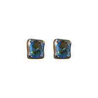 Boucles d'oreilles en laiton zircon cubique, bijoux de mode & pavé de micro zircon & pour femme, bleu Vendu par paire