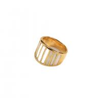 Stainless Steel Finger Ring, 316L Stainless Steel, with Shell, 18K gold plated, fashion jewelry & Unisex golden 