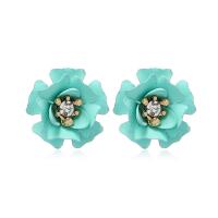 Zinc Alloy Stud Earring, with Resin, gold color plated, fashion jewelry & for woman [