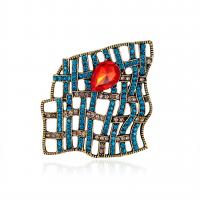 Rhinestone Zinc Alloy Brooch, with Acrylic, antique gold color plated, fashion jewelry & for woman & with rhinestone, multi-colored 