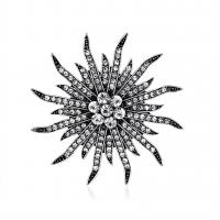Rhinestone Zinc Alloy Brooch, antique silver color plated, fashion jewelry & for woman & with rhinestone, silver color 