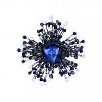 Rhinestone Zinc Alloy Brooch, with Resin Rhinestone, antique silver color plated, fashion jewelry & for woman & with rhinestone, blue 