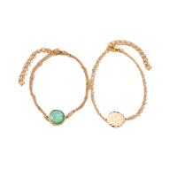 Acrylic Zinc Alloy Bracelets, with Acrylic, gold color plated, 2 pieces & fashion jewelry & for woman, golden [