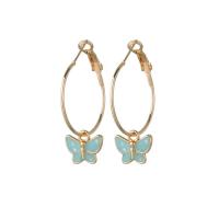 Enamel Zinc Alloy Drop Earring, Butterfly, gold color plated, fashion jewelry & for woman 35mm 