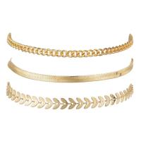 Zinc Alloy Anklet, gold color plated, three pieces & fashion jewelry & for woman, golden 