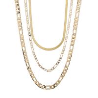 Collier de mode Multi couche, alliage de zinc, avec 7cm chaînes de rallonge, Placage de couleur d'or, trois couches & bijoux de mode & pour femme, doré cm, Vendu par PC