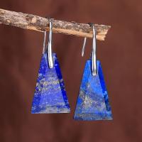 Gemstone Drop Earring, Lapis Lazuli, with Zinc Alloy, Natural & fashion jewelry & for woman 