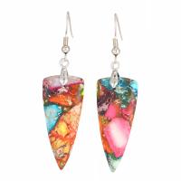 Gemstone Drop Earring, Impression Jasper, with Zinc Alloy, Natural & fashion jewelry & for woman 