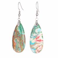 Gemstone Drop Earring, Impression Jasper, with Zinc Alloy, Natural & fashion jewelry & for woman 