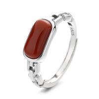 Sterling Silver Finger Ring, 925 Sterling Silver, with Yunnan Red Agate, Antique finish, fashion jewelry & for woman, 6mm 