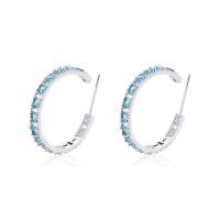 Cubic Zirconia Micro Pave Brass Earring, Letter C, plated, micro pave cubic zirconia & for woman [