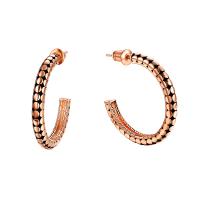 Brass Stud Earring, Letter C, rose gold color plated, for woman [