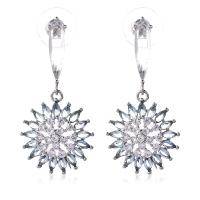 Cubic Zirconia Micro Pave Brass Earring, Flower, plated, micro pave cubic zirconia & for woman [