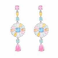 Cubic Zirconia Micro Pave Brass Earring, Flower, platinum plated, fashion jewelry & micro pave cubic zirconia & for woman [