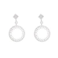 Cubic Zirconia Micro Pave Brass Earring, Round, platinum plated, fashion jewelry & micro pave cubic zirconia & for woman, silver color [