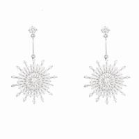 Cubic Zirconia Micro Pave Brass Earring, Flower, platinum plated, fashion jewelry & micro pave cubic zirconia & for woman, white [