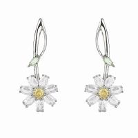 Cubic Zirconia Micro Pave Brass Earring, Flower, real gold plated, fashion jewelry & micro pave cubic zirconia & for woman [