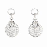 Cubic Zirconia Micro Pave Brass Earring, real gold plated, fashion jewelry & micro pave cubic zirconia & for woman, silver color [