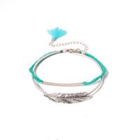 Fashion Zinc Alloy Bracelets, with Polyester Cord & 304 Stainless Steel, with 2.36inch extender chain, antique silver color plated, multilayer & Bohemian style & for woman, Inner Approx 60,65mm Approx 6.7 Inch 