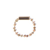 Gemstone Bracelets, Zinc Alloy, with Natural Stone & 304 Stainless Steel, 18K gold plated, folk style & for woman Approx 7 Inch [