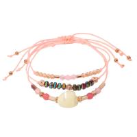 Gemstone Bracelets, Zinc Alloy, with Natural Stone & Polyester Cord, plated, Bohemian style & for woman Approx 6-11 Inch 