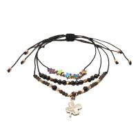 Fashion Zinc Alloy Bracelets, with Polyester Cord, plated, multilayer & folk style & for woman Approx 6-11 Inch 