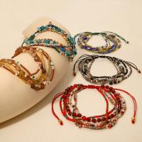 Glass Seed Beads Bracelets, Zinc Alloy, with Seedbead & Polyester Cord, multilayer & Bohemian style & for woman Approx 6-11 Inch [
