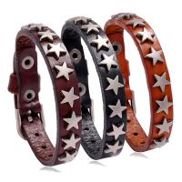 Cowhide Bracelets, with Zinc Alloy, Star, plated, vintage & Unisex 10mm Approx 9.4 Inch [