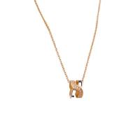 Titanium Steel Jewelry Necklace, with 2inch extender chain, real rose gold plated, oval chain & micro pave cubic zirconia & for woman & enamel Approx 15.7 Inch [