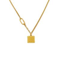 Titanium Steel Jewelry Necklace, with 2inch extender chain, Geometrical Pattern, real gold plated, fashion jewelry & for woman Approx 15.7 Inch [